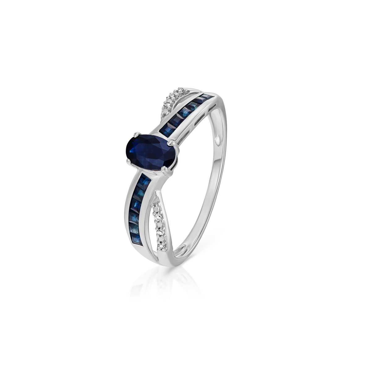 W.KRUK Pierścionek białe złoto szafir i diamenty