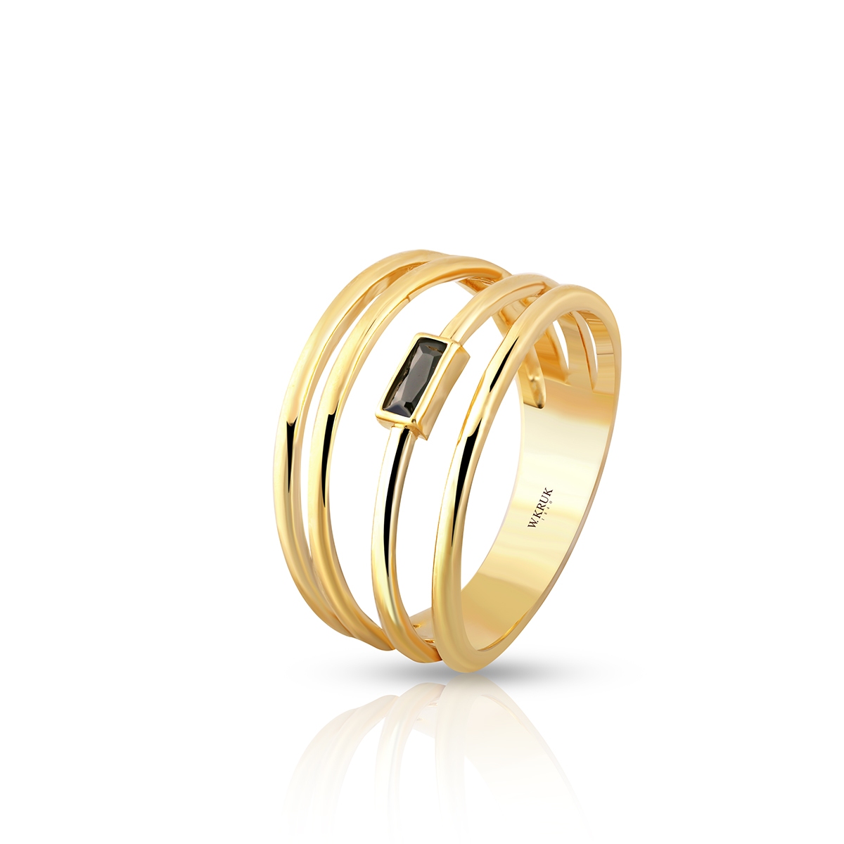 W.KRUK Pierścionek srebrny z czarną cyrkonią