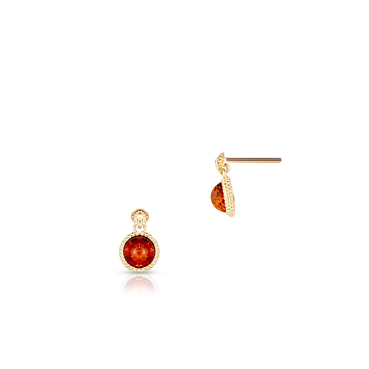 W.KRUK - Kolczyki złote z bursztynem