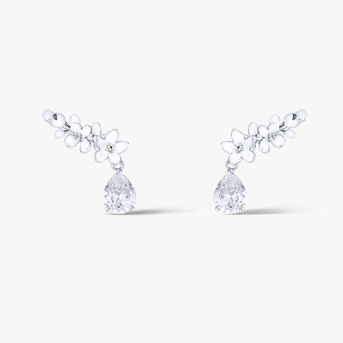 W.KRUK Kolczyki srebrne Kwiaty Nocy Biały Bez