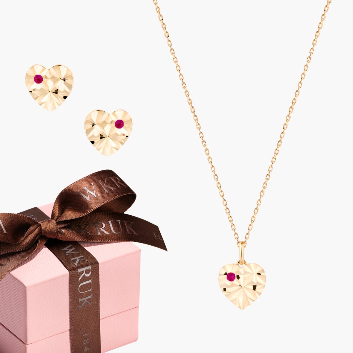 W.KRUK KOMPLET SERCE Z RUBINEM