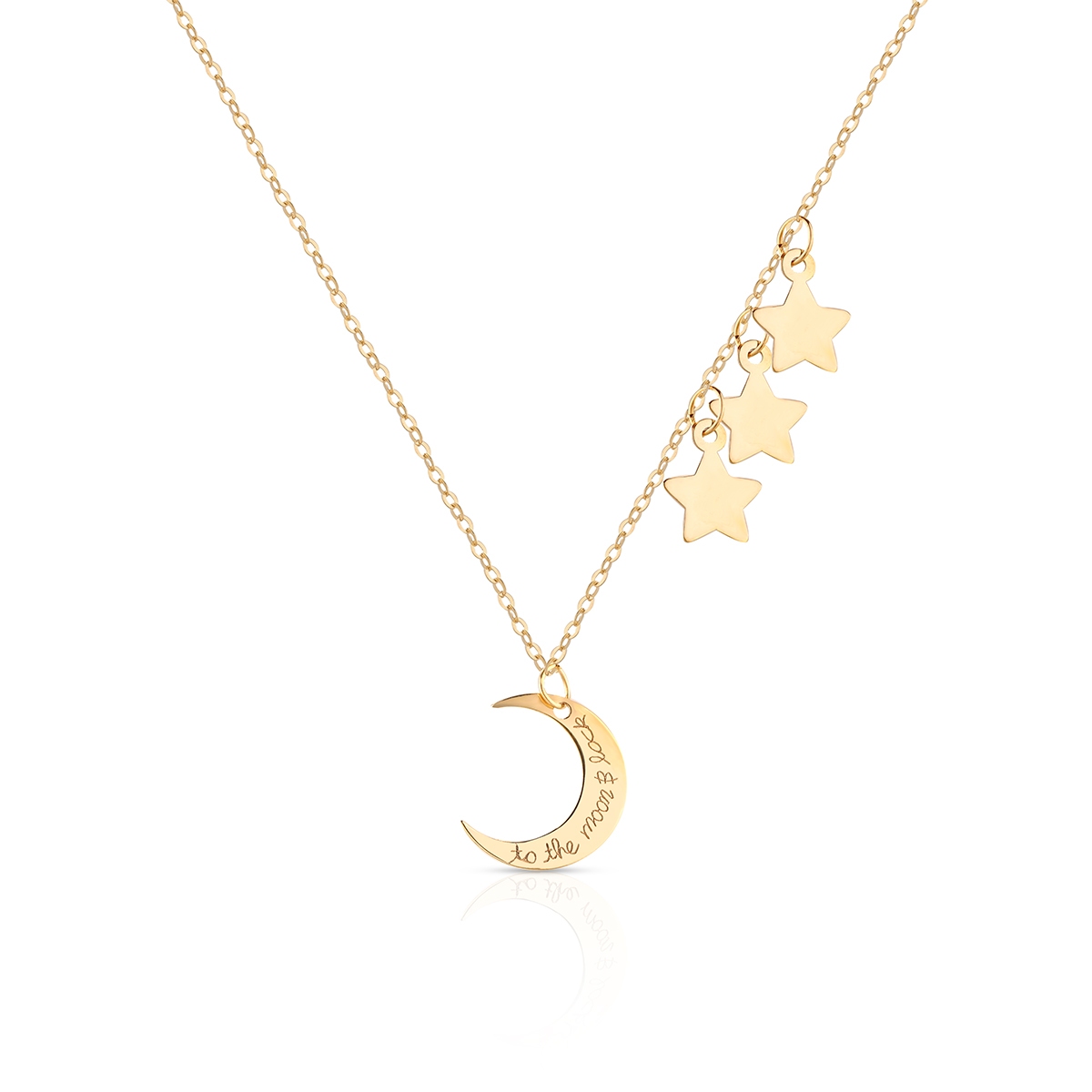 W.KRUK Naszyjnik złoty z księżycem i gwiazdkami