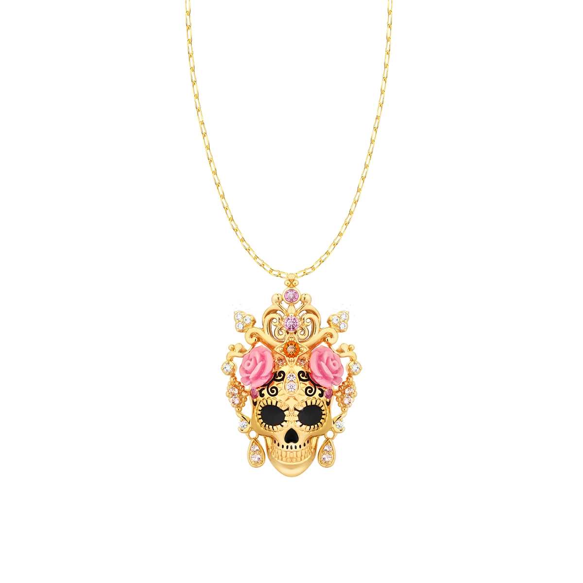 W.KRUK Wisiorek z motywem kolorowej czaszki Wonderland