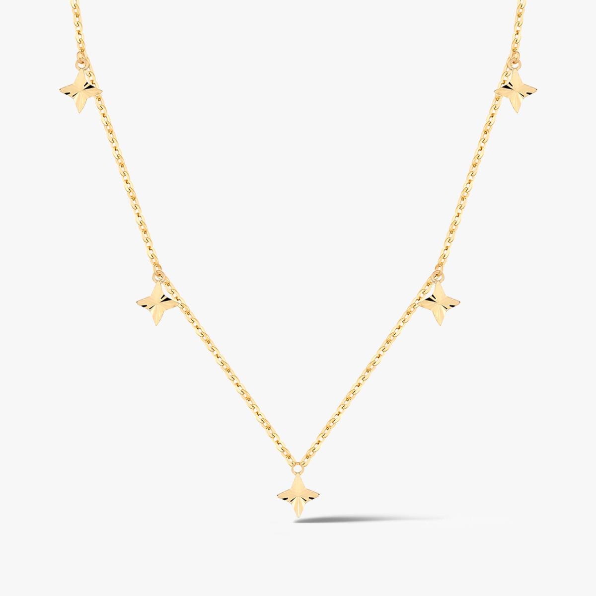W.KRUK Naszyjnik złoty z wiszącymi gwiazdkami