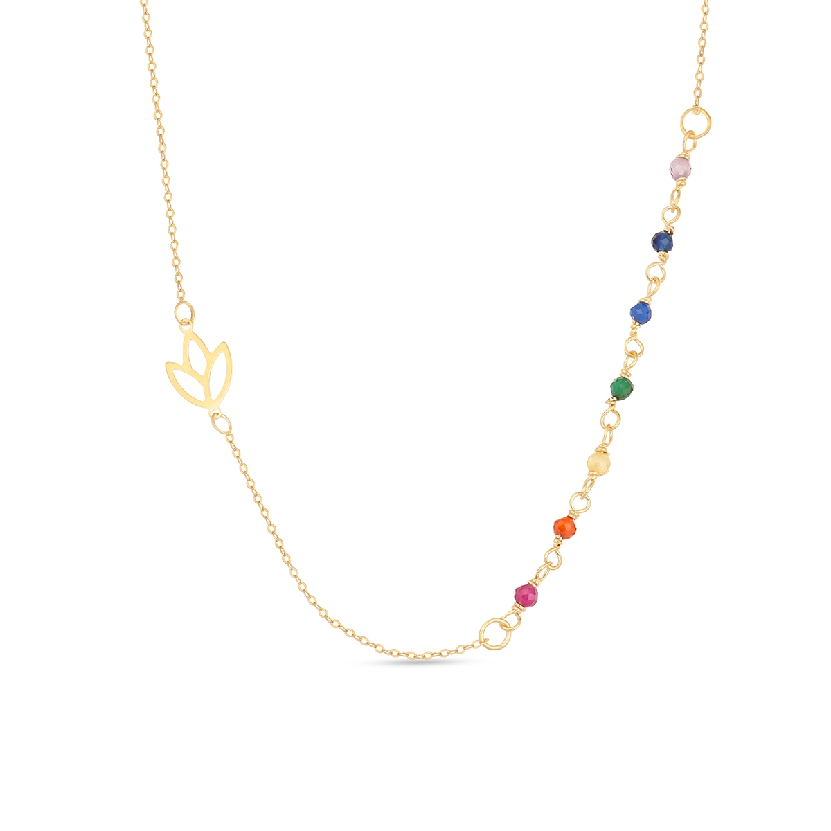 W.KRUK Naszyjnik złoty z kolorowymi kamieniami