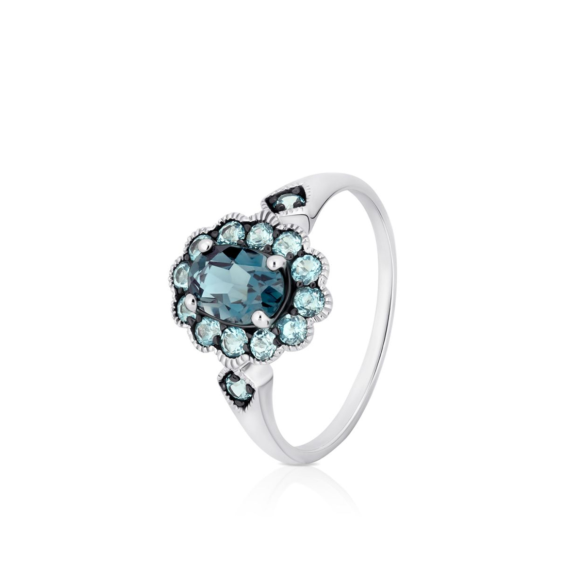 W.KRUK - Pierścionek białe złoto z topazami