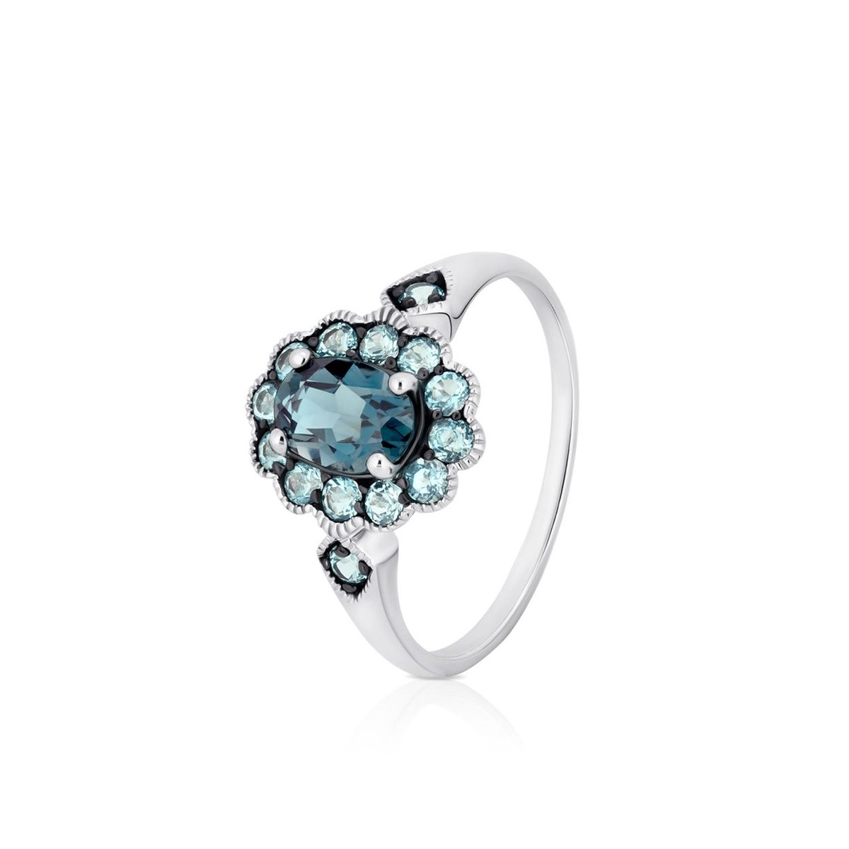 W.KRUK - Pierścionek białe złoto z topazami