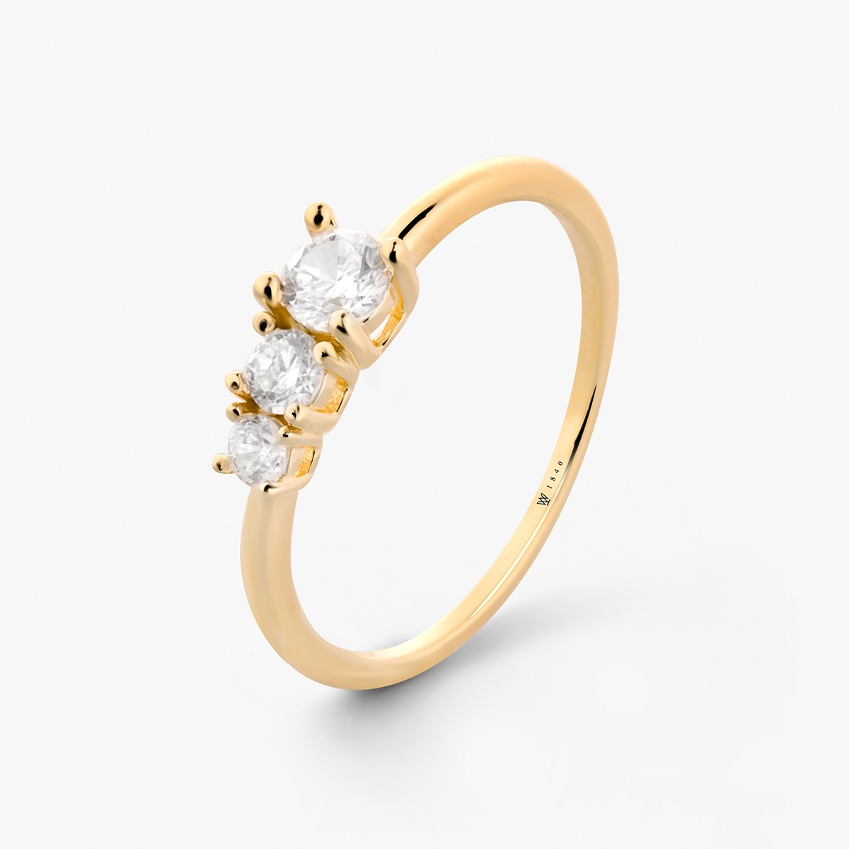 W.KRUK Pierścionek srebrny pozłacany z cyrkoniami