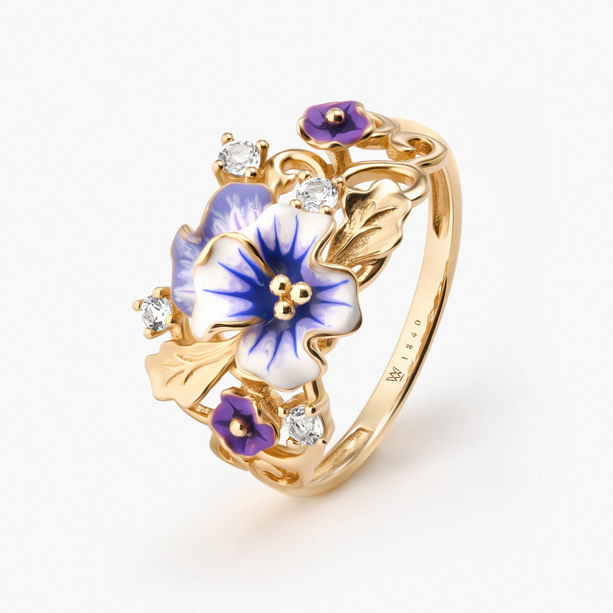 W.KRUK Pierścionek złoty Kwiaty Nocy Bratki