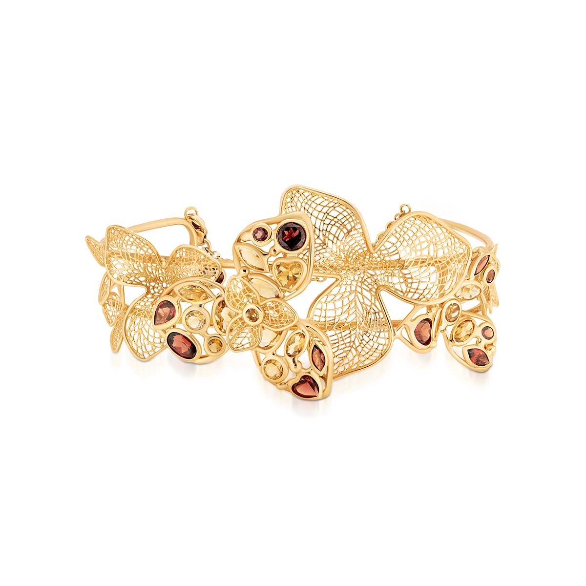 W.KRUK Bransoleta złota z motywem kwiatowym