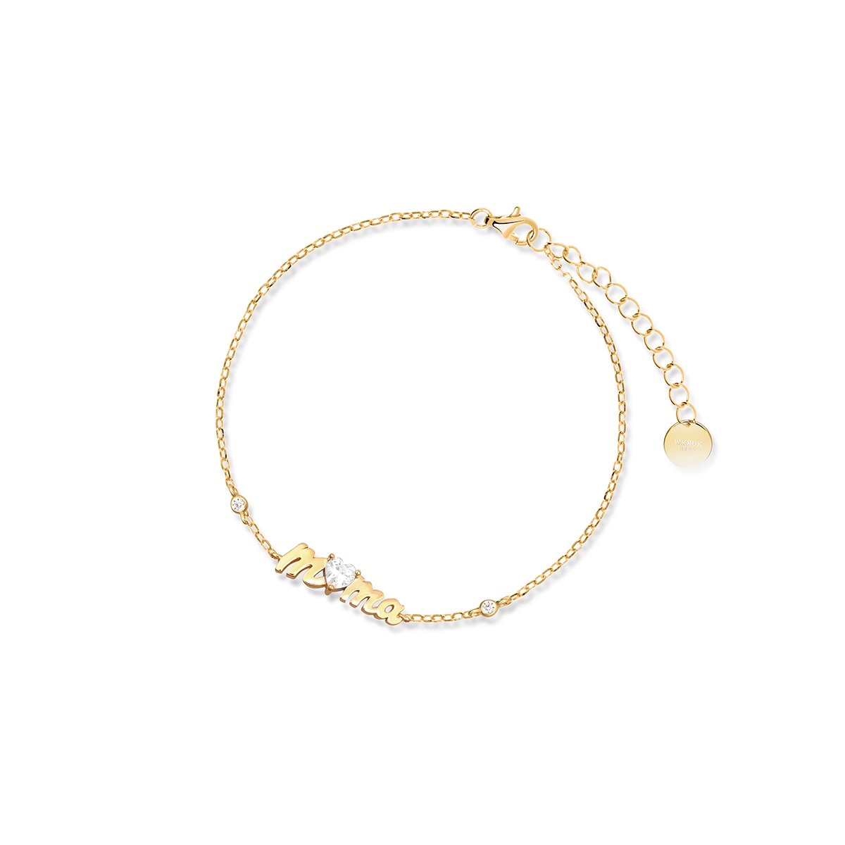 W.KRUK Bransoleta srebrna pozłacana Mama