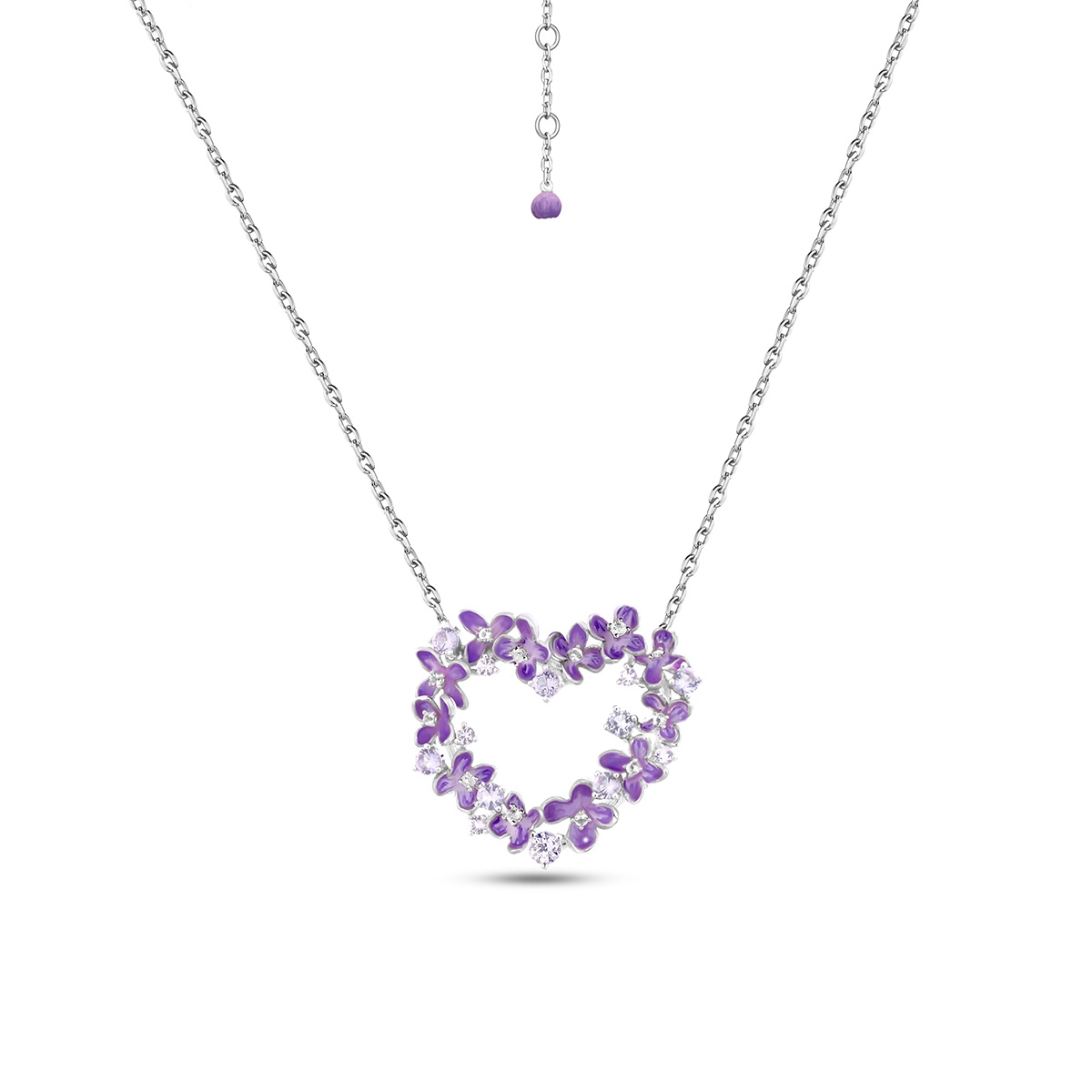 W.KRUK Naszyjnik srebrny Kwiaty Nocy Fioletowy Bez