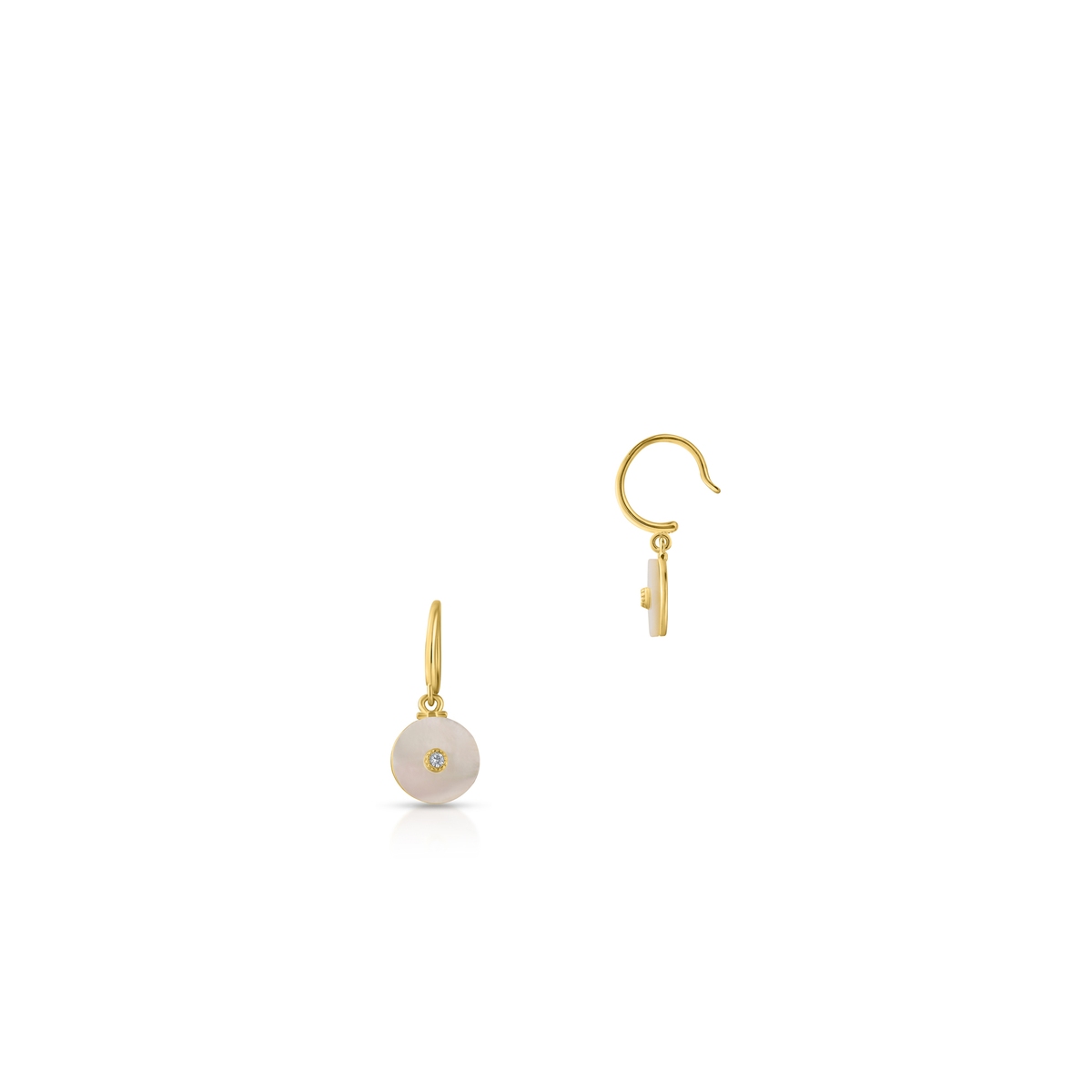 W.KRUK Kolczyki srebrne z masą perłową i cyrkonią