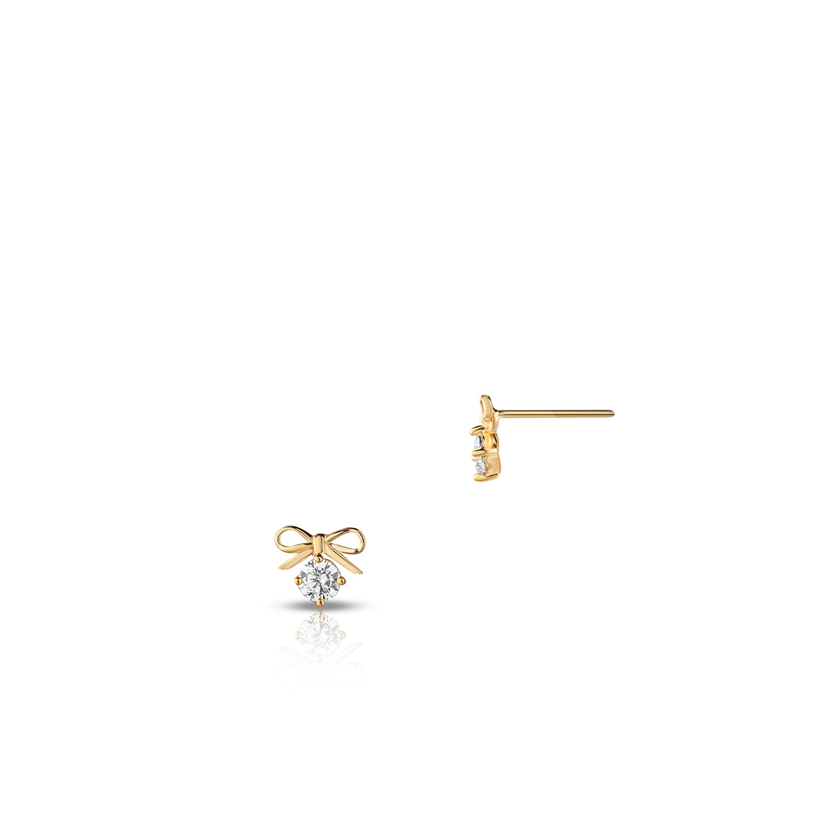 W.KRUK Kolczyki złote cyrkonia z kokardką