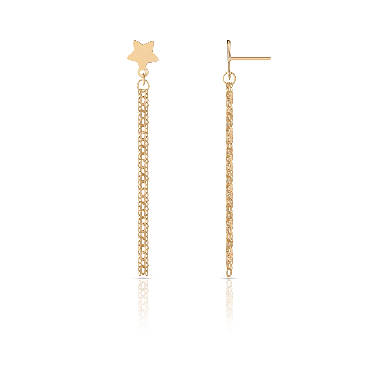 W.KRUK Kolczyki złote krawatki z gwiazdką