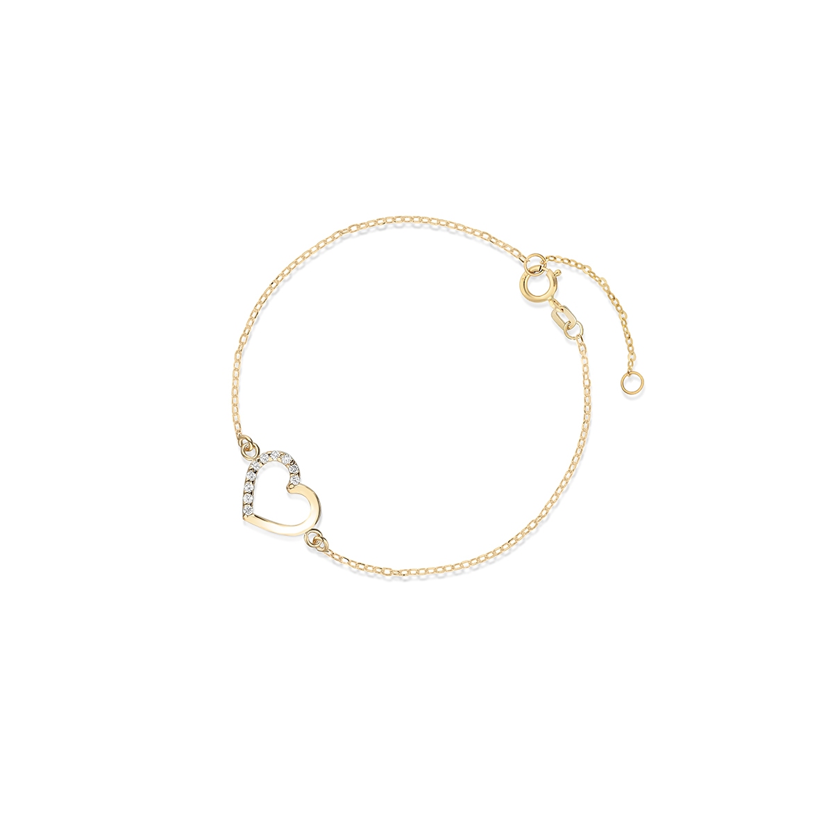 W.KRUK Bransoletka złota z cyrkoniami serce