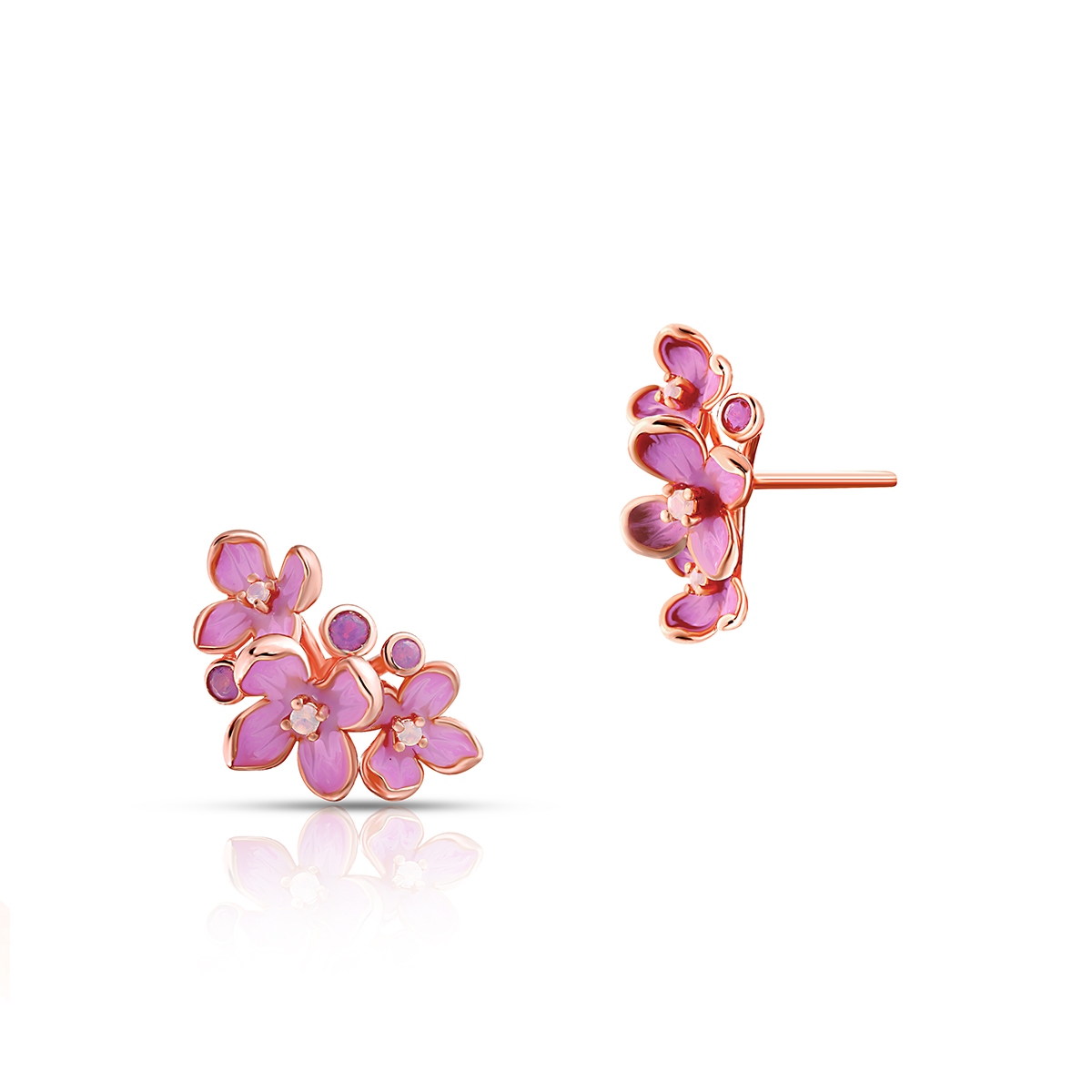 W.KRUK Kolczyki srebrne Kwiaty Nocy Różowy Bez