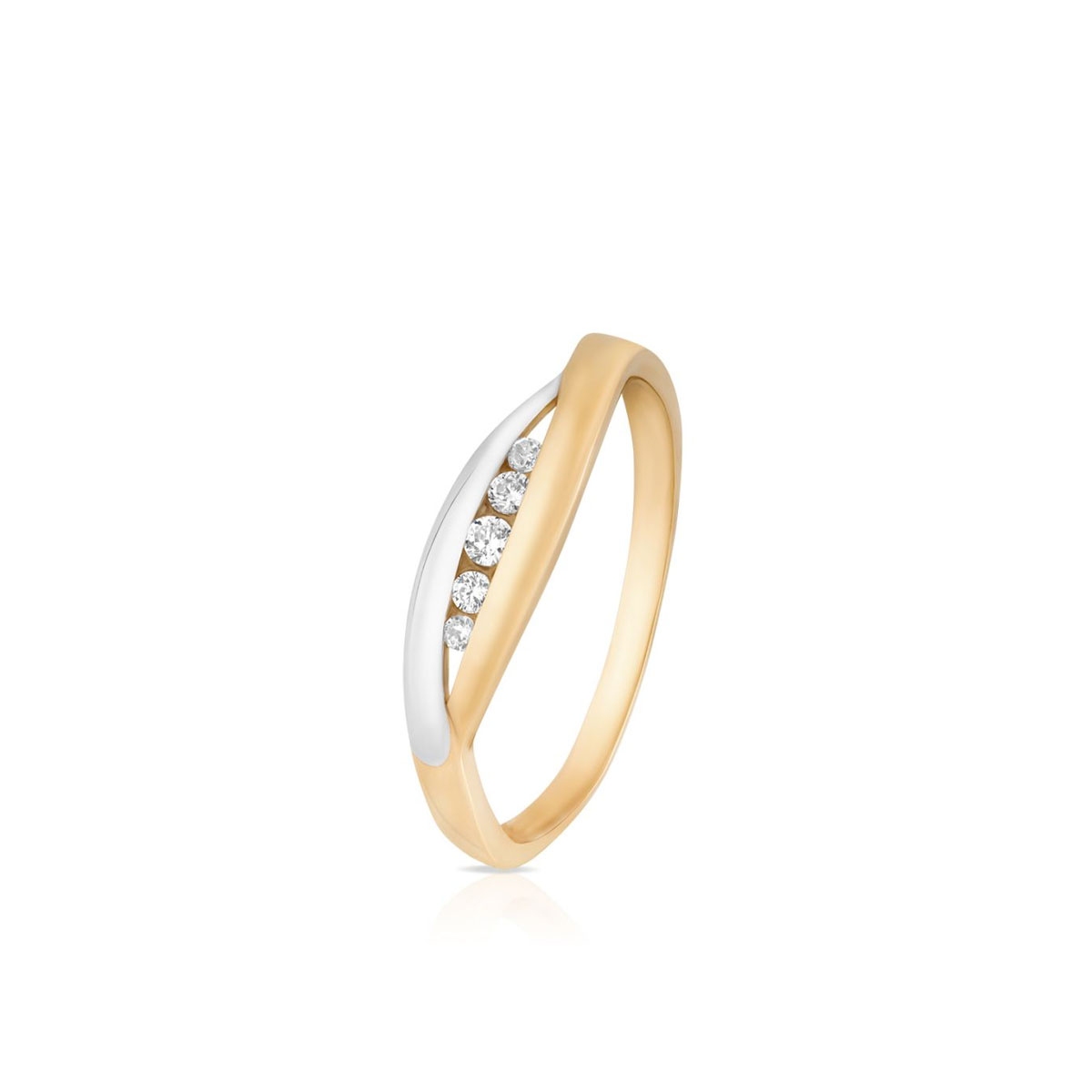 W.KRUK Pierścionek złoty bicolor z cyrkoniami