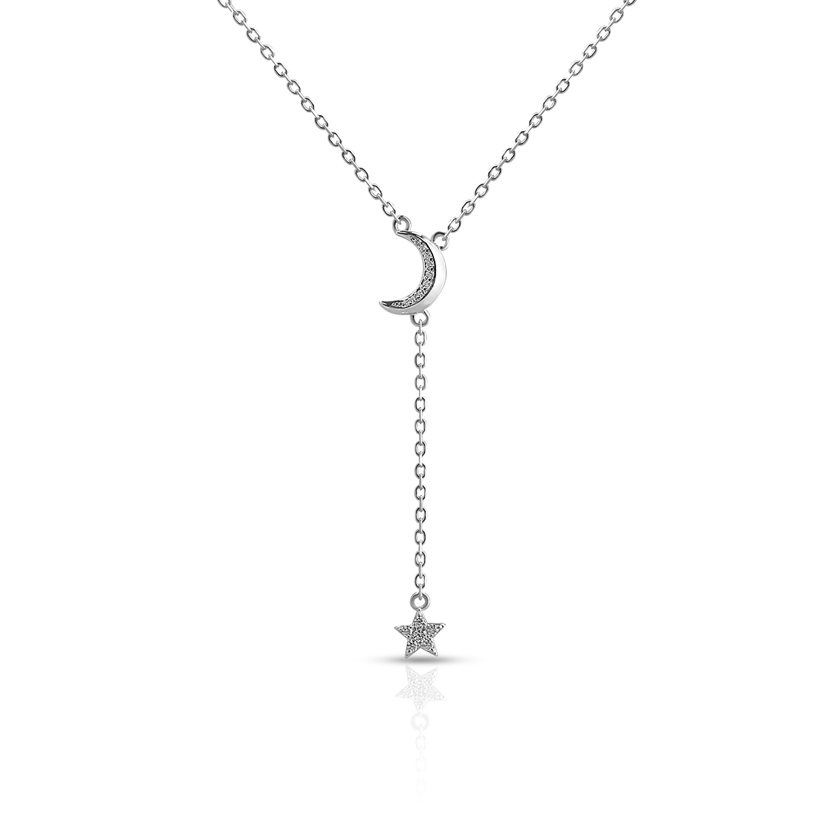 W.KRUK Naszyjnik srebrny krawatka z cyrkoniami