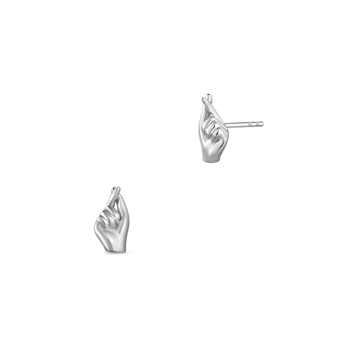 W.KRUK Kolczyki srebrne z motywem dłoni