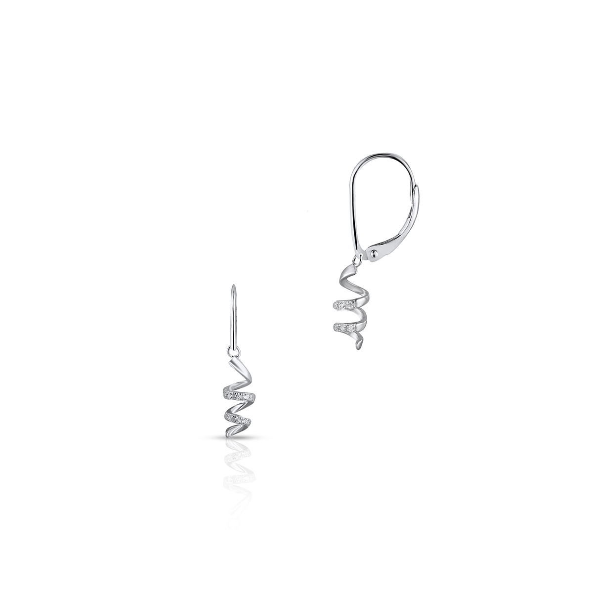W.KRUK Kolczyki srebrne spirale z cyrkoniami