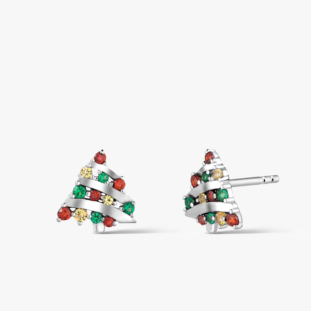 W.KRUK Kolczyki srebrne choinki