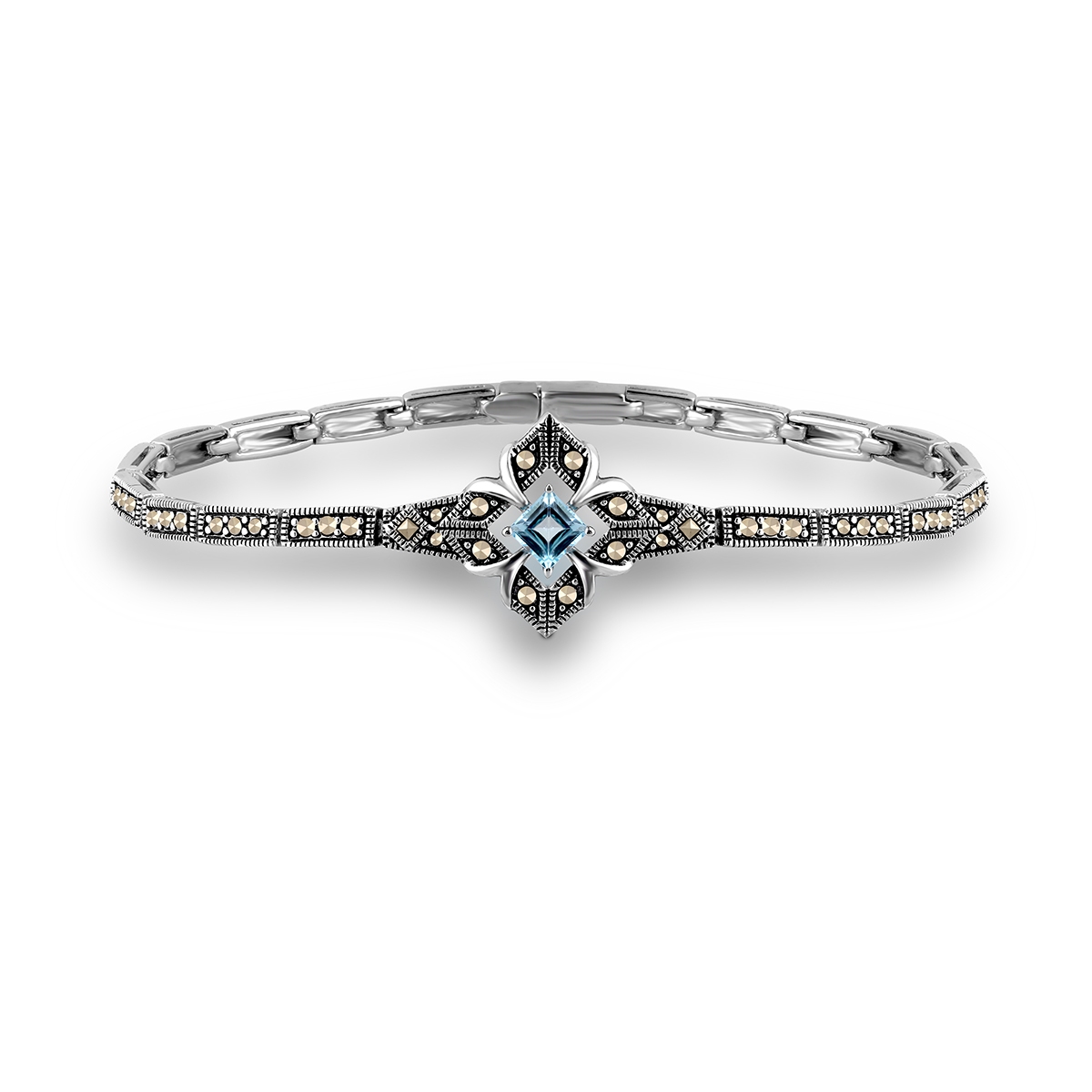 W.KRUK Bransoleta srebrna z markasytami