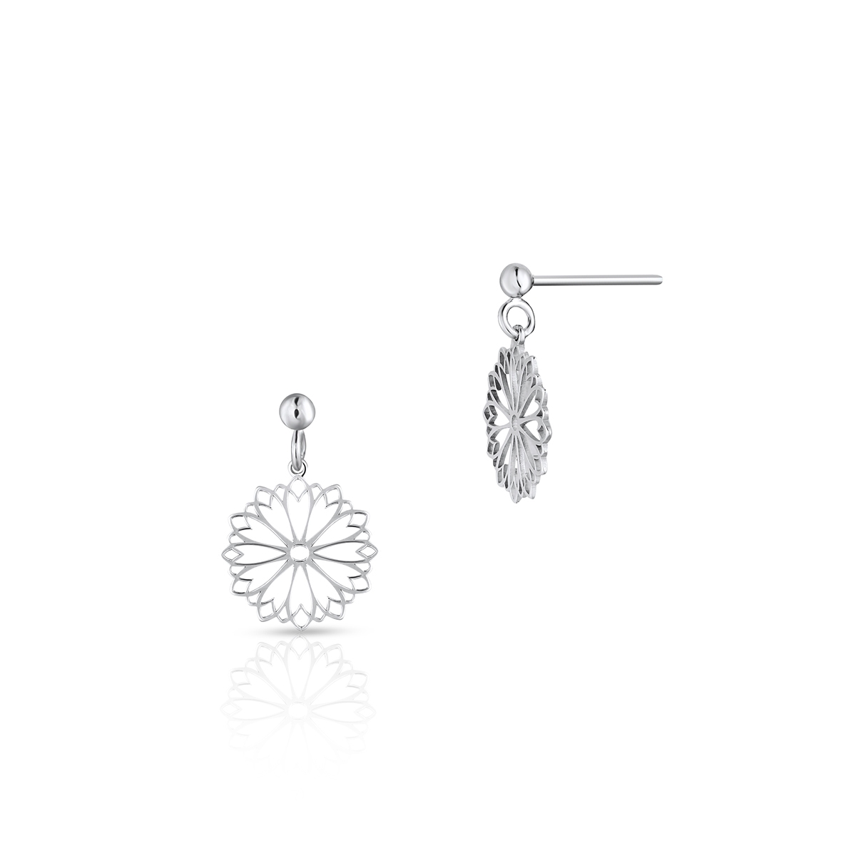 W.KRUK Kolczyki srebrne ażurowy kwiat