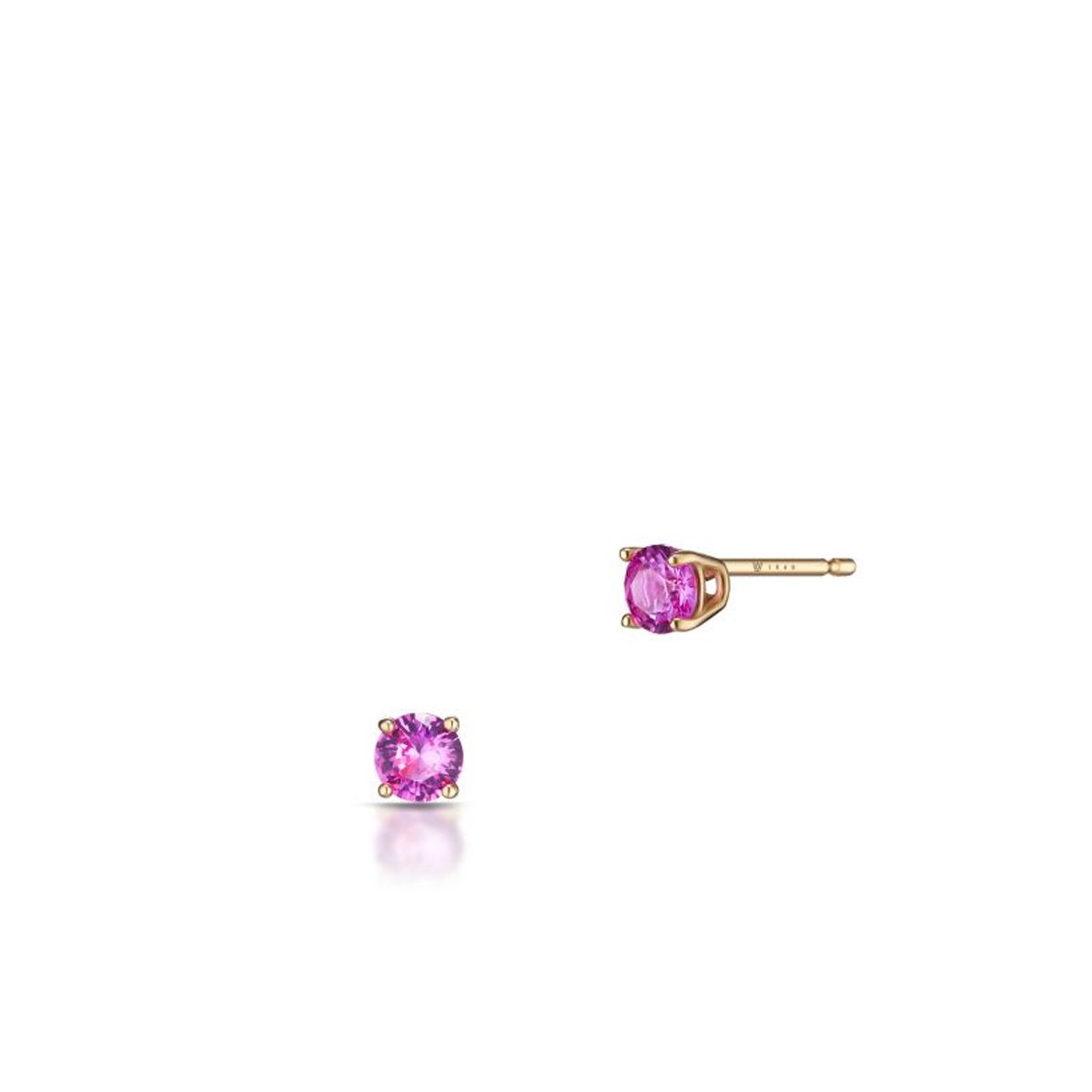 W.KRUK Kolczyki złote z różową cyrkonią