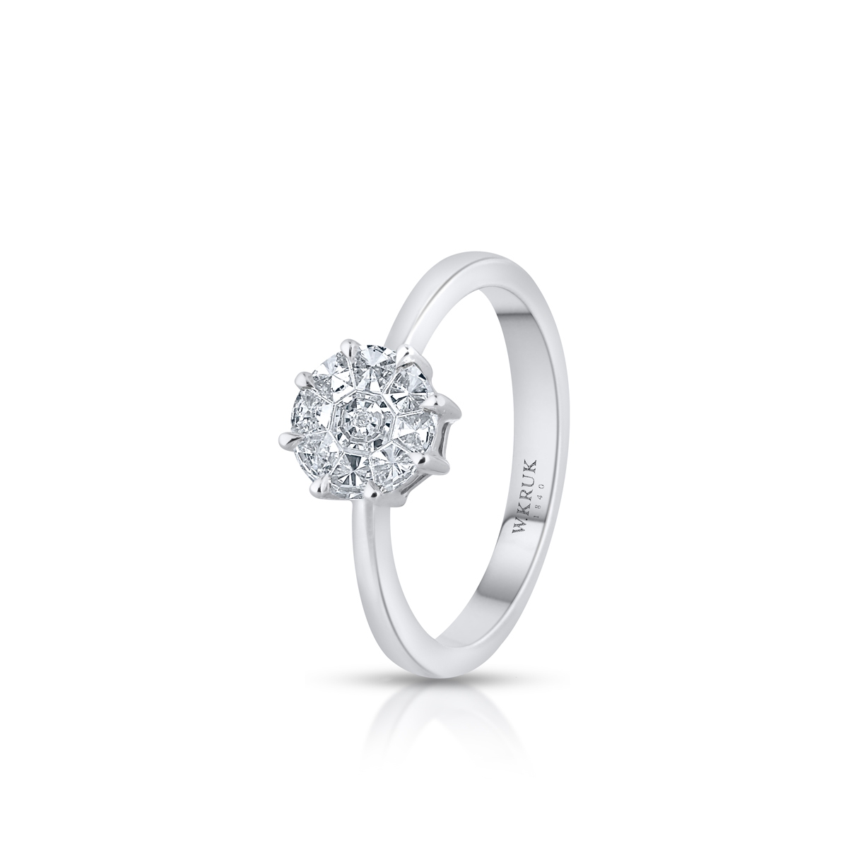 W.KRUK Pierścionek białe złoto z diamentami