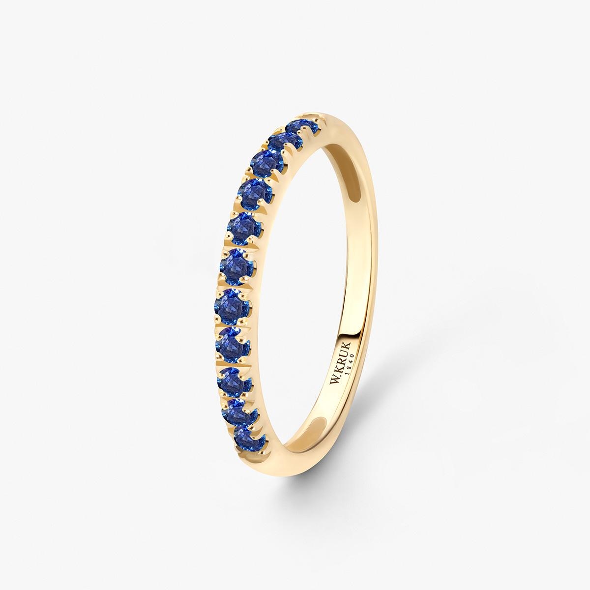 W.KRUK Pierścionek złoty z szafirami TRIO