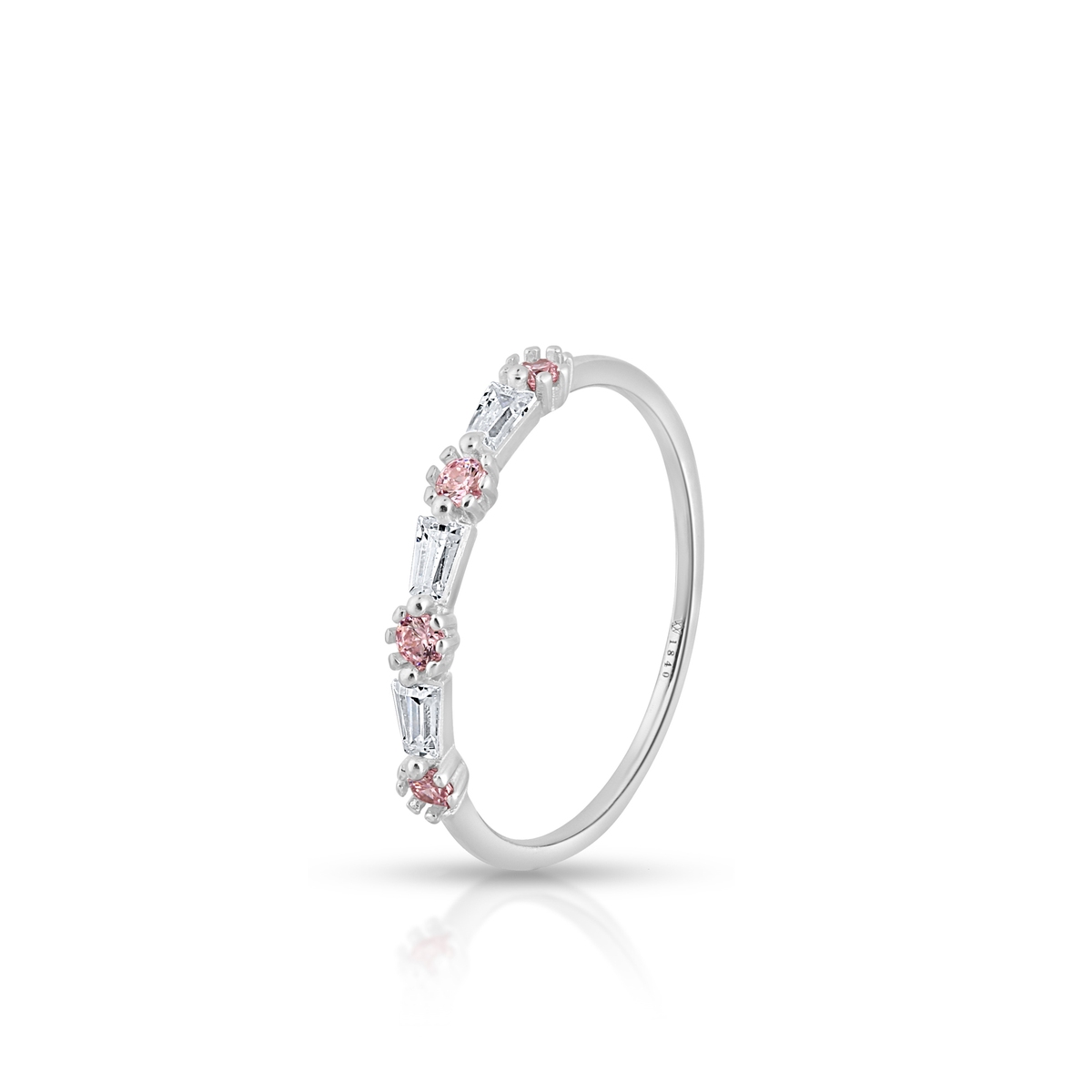 W.KRUK Pierścionek srebrny z białymi i różowymi cyrkoniami