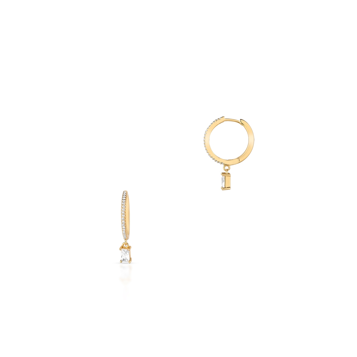 W.KRUK Kolczyki srebrne pozłacane koła z cyrkoniami