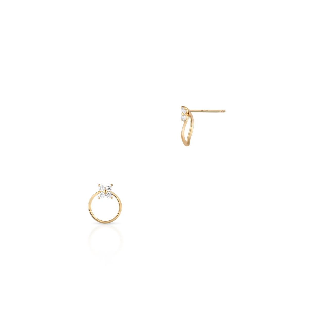 W.KRUK Kolczyki złote kółka z cyrkoniami