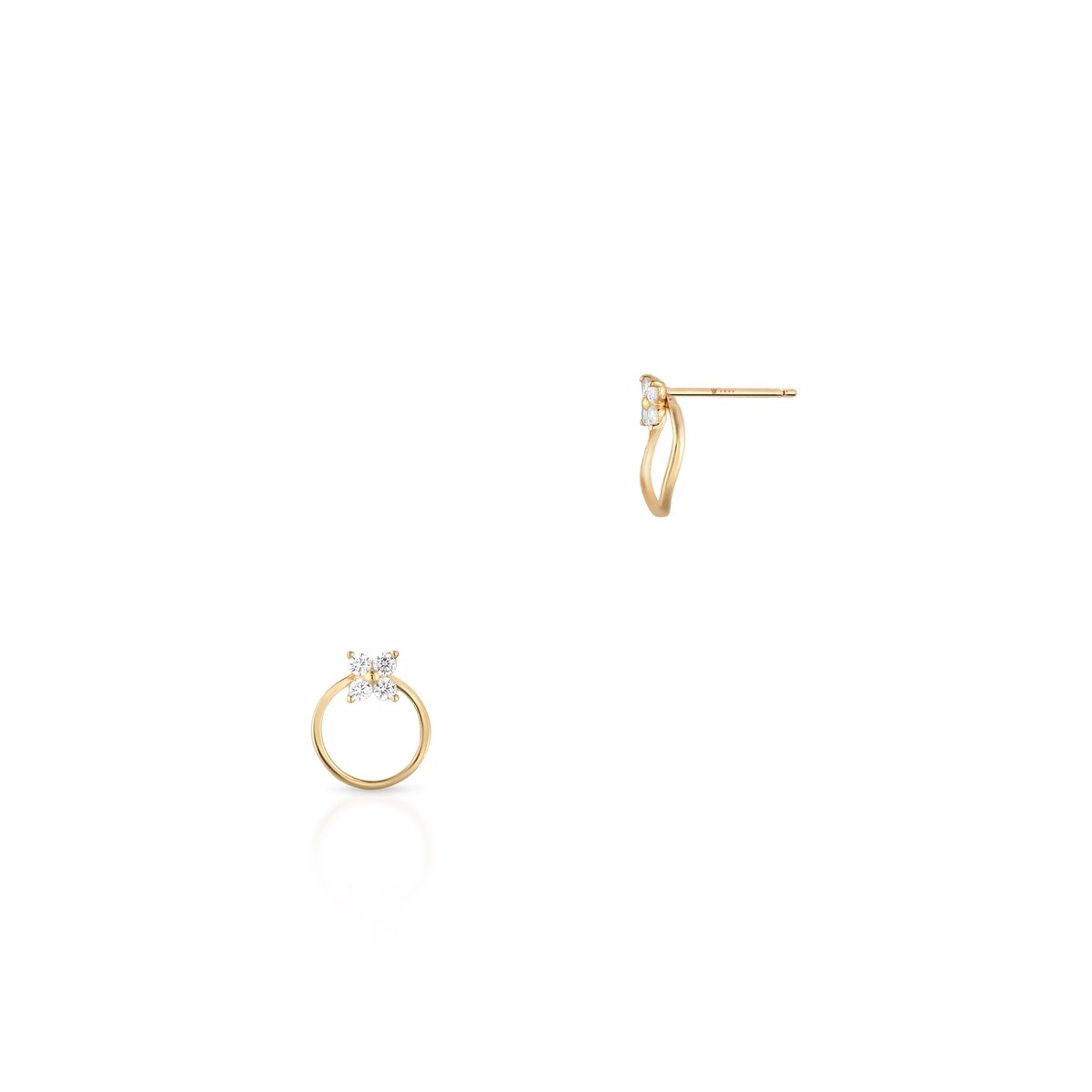 W.KRUK Kolczyki złote kółka z cyrkoniami
