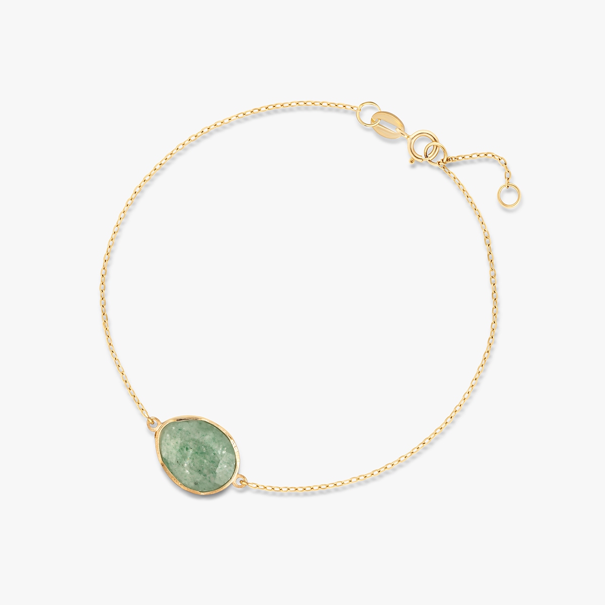 W.KRUK Bransoleta złota z zielonym awenturynem Saint Tropez