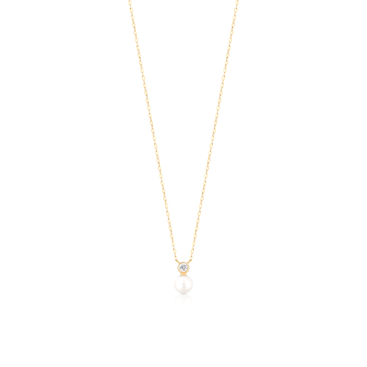 W.KRUK Naszyjnik złoty z perłą i cyrkonią