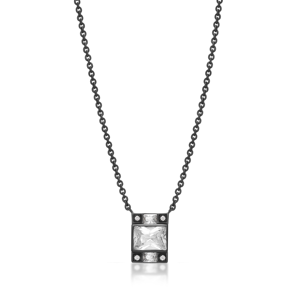 W.KRUK Naszyjnik srebrny czarne rodowanie METEORY