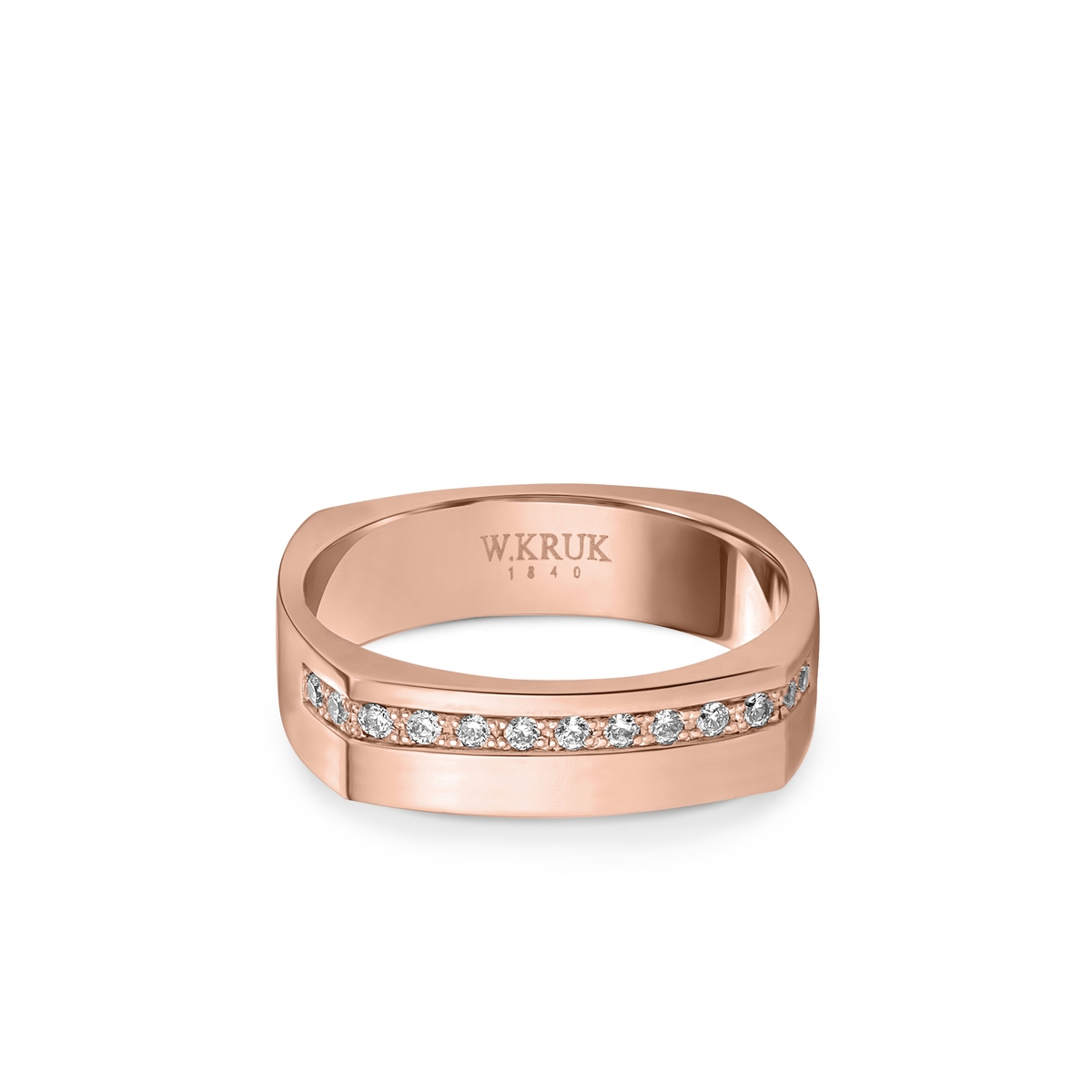 W.KRUK Obrączka złota z brylantami SQUARELLA