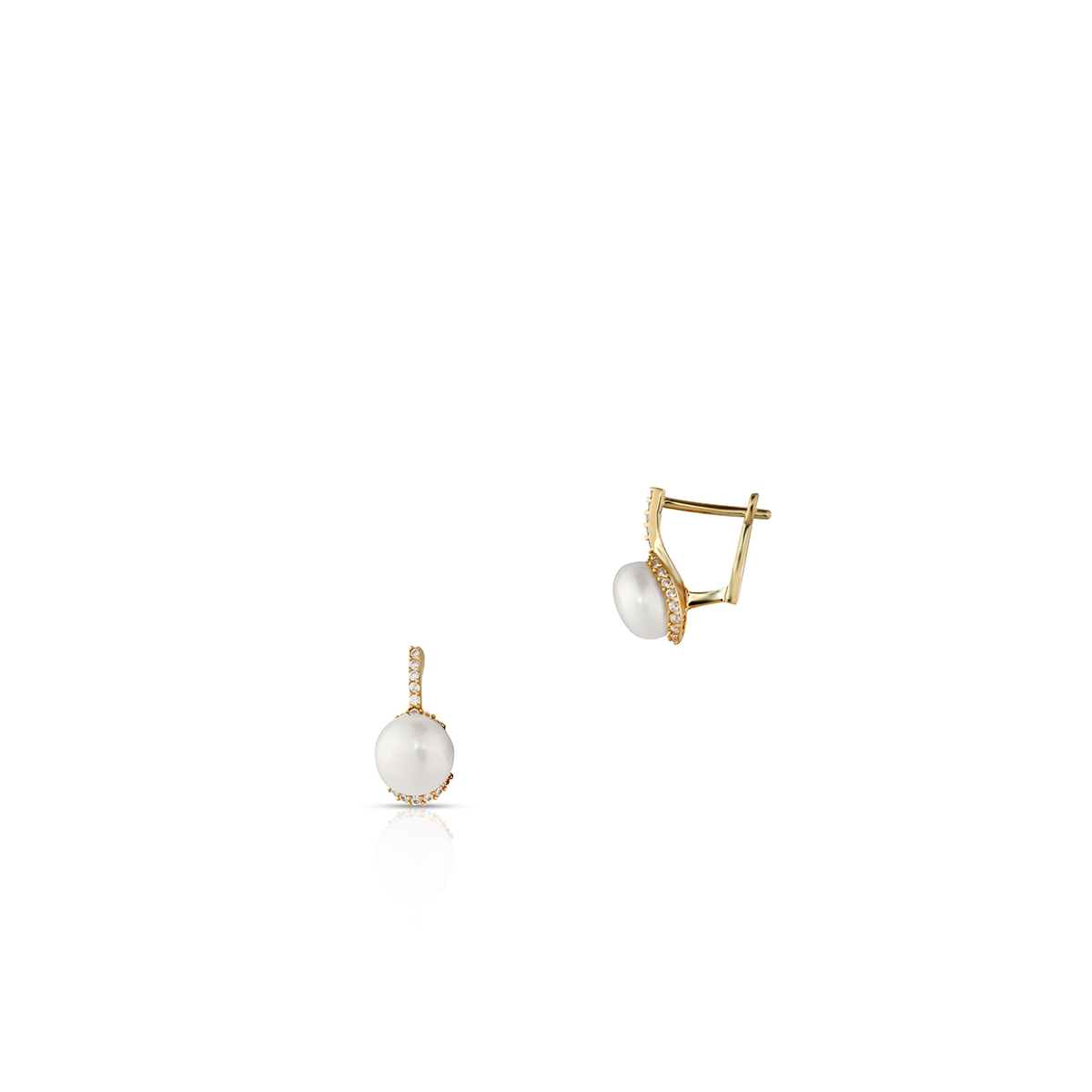W.KRUK Kolczyki złote z perłami i cyrkoniami