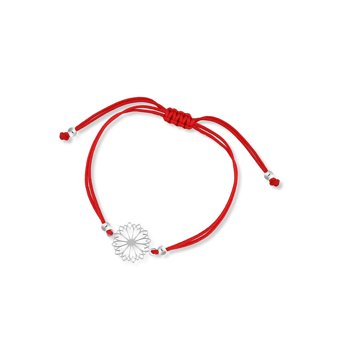 W.KRUK Bransoleta srebrna z czerwonym sznurkiem