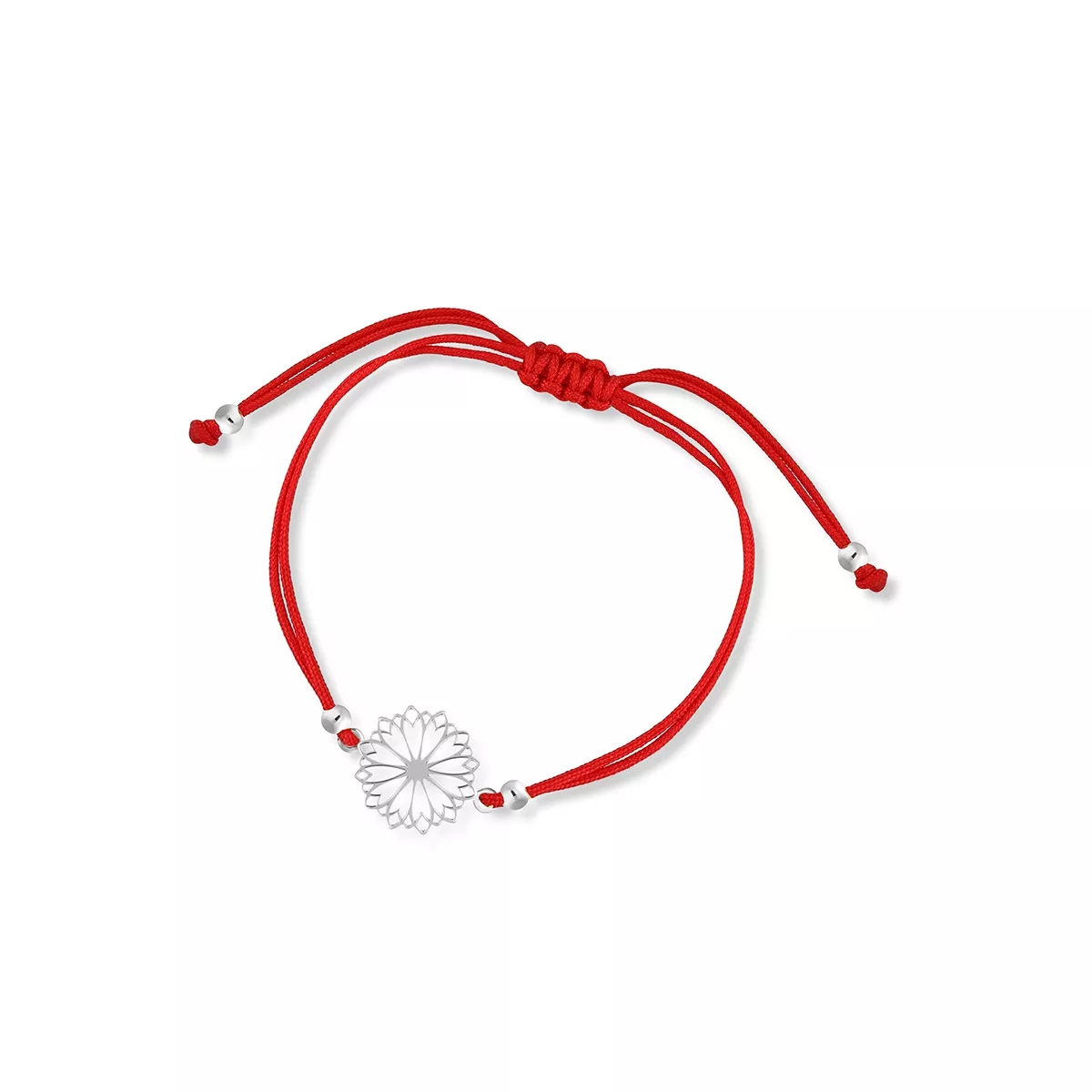 W.KRUK Bransoleta srebrna z czerwonym sznurkiem