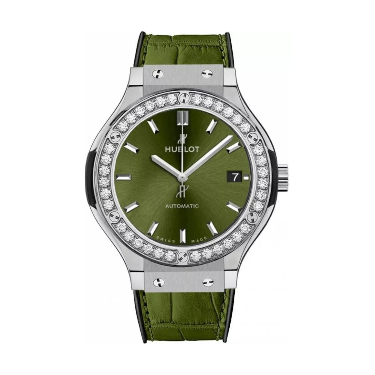 W.KRUK ZEGAREK HUBLOT CLASSIC FUSION TITANIUM GREEN DIAMONDS