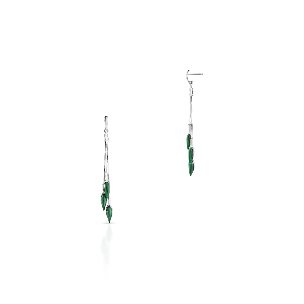 W.KRUK Kolczyki srebrne z malachitem