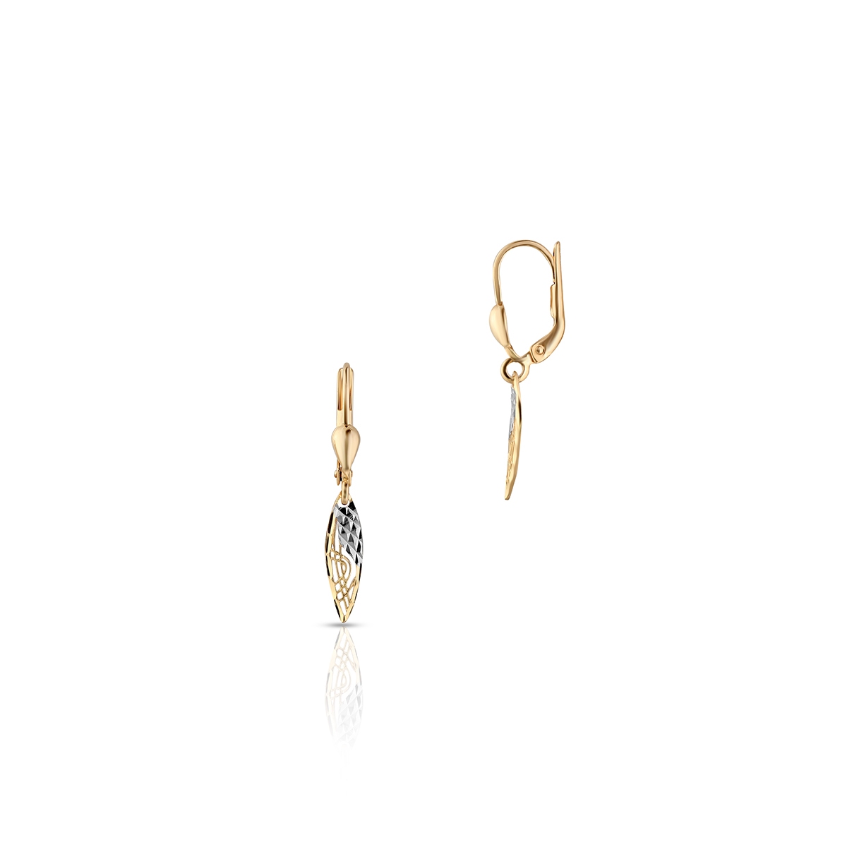 W.KRUK Kolczyki złote bicolor długie