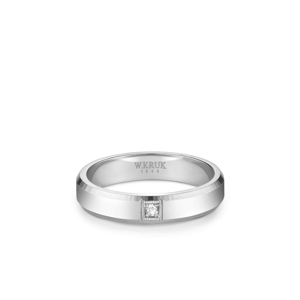 W.KRUK Obrączka złota z brylantem BORMIO