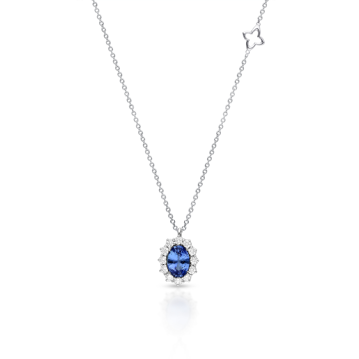W.KRUK - Naszyjnik białe złoto z brylantami i szafirem RECARLO