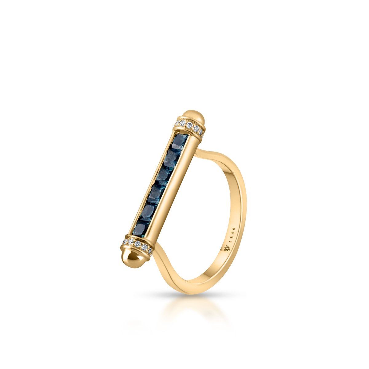 W.KRUK Pierścionek złoty z diamentami i szafirami