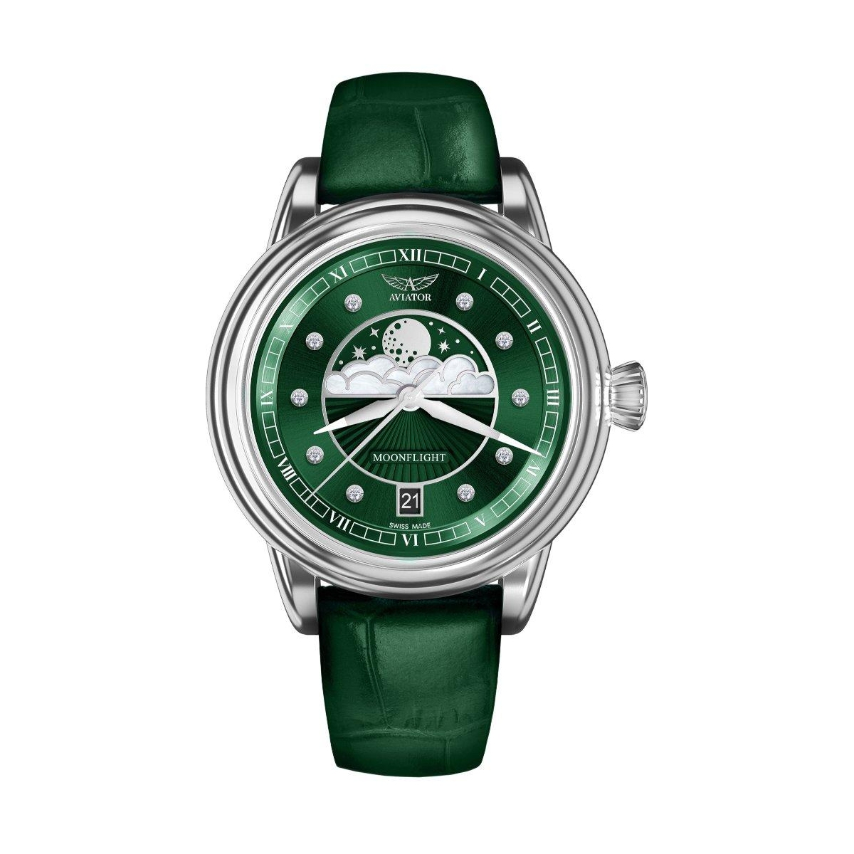 W.KRUK ZEGAREK AVIATOR DOUGLAS MOONFLIGHT DIAMOND POLISH EDITION