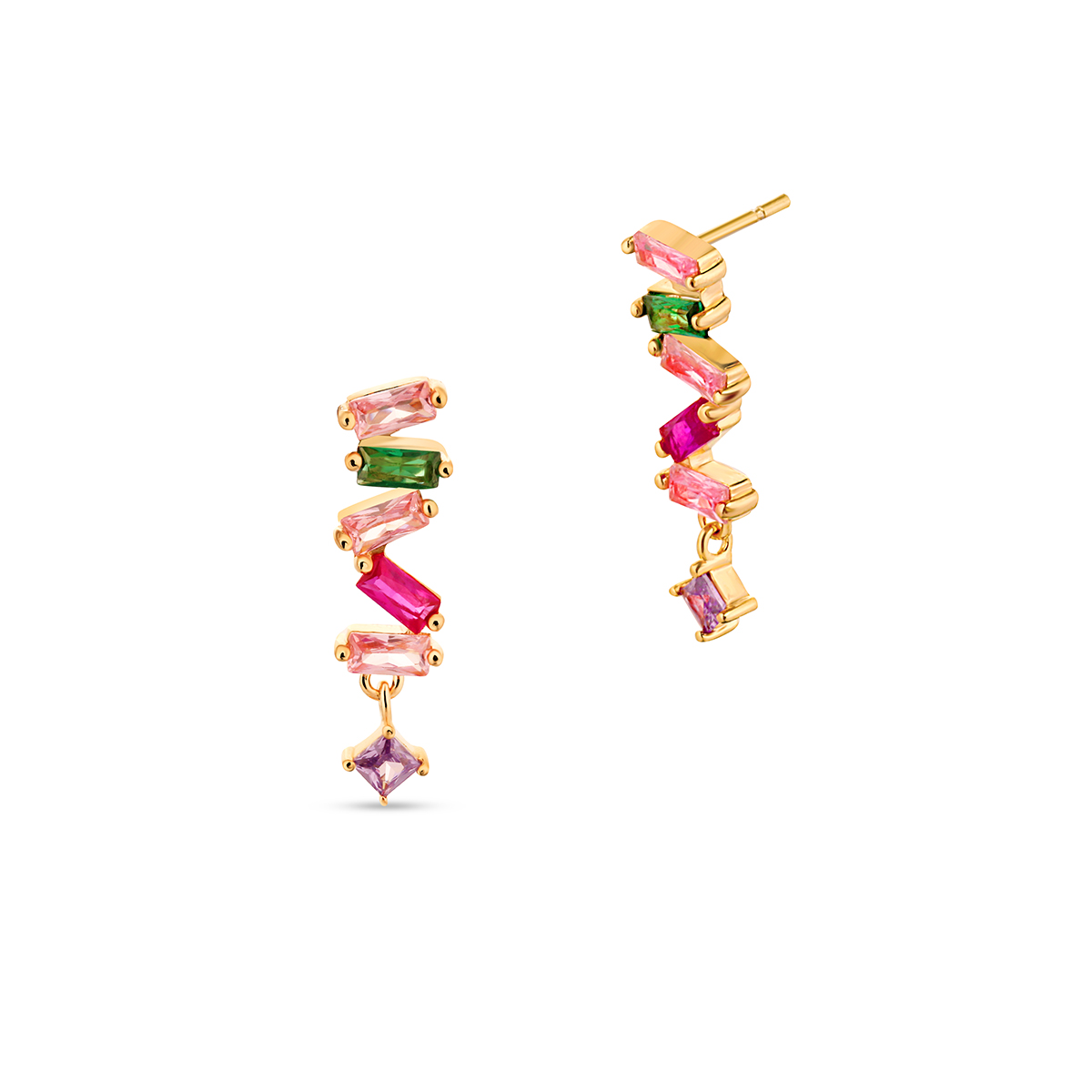 W.KRUK - Kolczyki srebrne z kolorowymi cyrkoniami